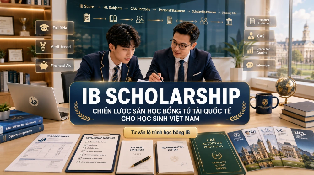 IB Scholarship là các chương trình học bổng hoặc hỗ trợ tài chính dành cho học sinh theo học International Baccalaureate có thành tích học thuật, năng lực cá nhân hoặc hồ sơ hoạt động nổi bật. Để săn học bổng IB thành công, học sinh Việt Nam cần hiểu rõ các loại scholarship phổ biến, tiêu chí xét tuyển, thời điểm chuẩn bị hồ sơ và cách xây dựng điểm mạnh từ những năm đầu IBDP. Bài viết này sẽ giúp phụ huynh và học sinh nắm được chiến lược ứng tuyển IB Scholarship hiệu quả cho mùa tuyển sinh 2026.